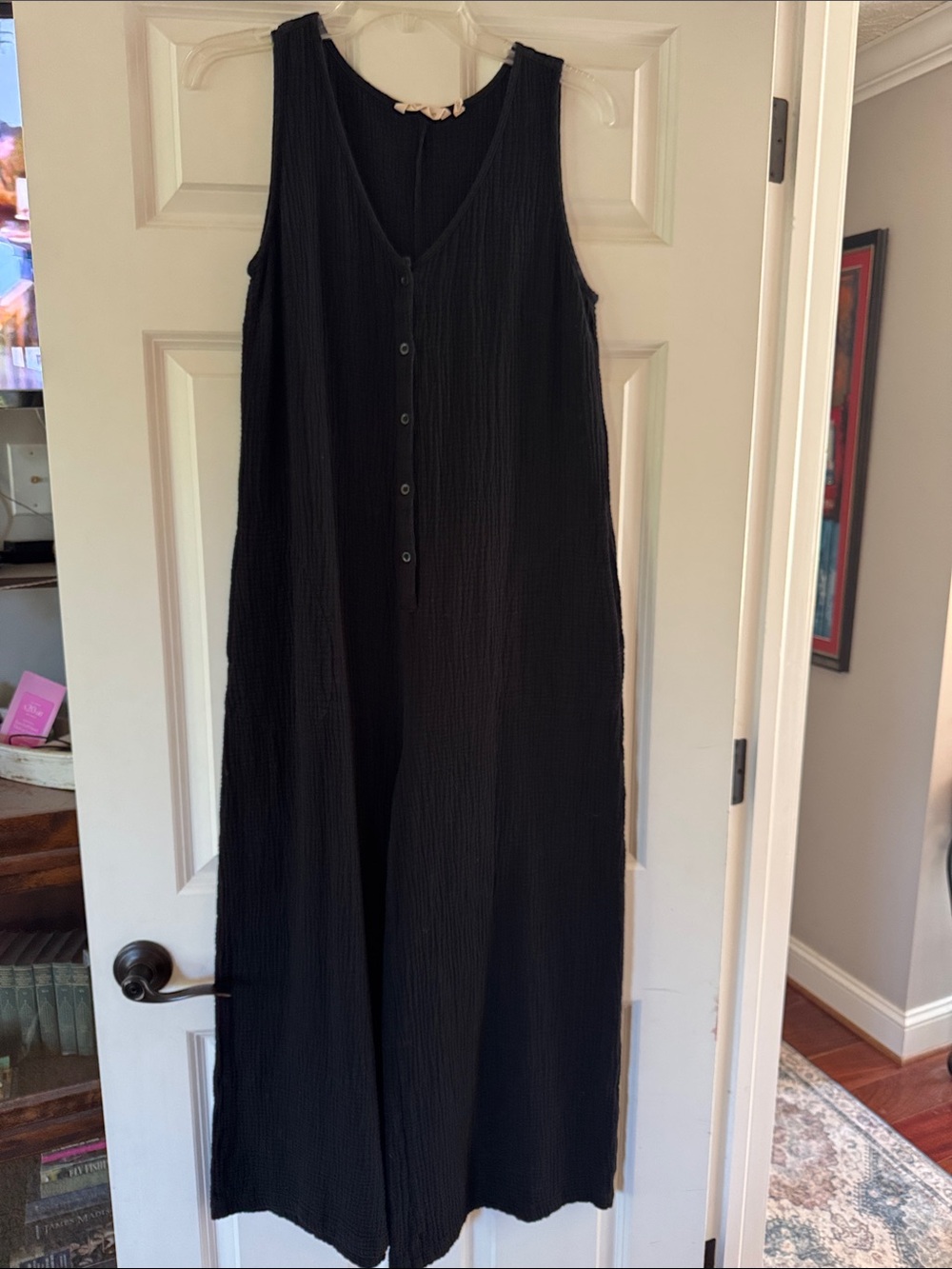 Soft Surroundings Black Sleeveless Button Jumpsuit
